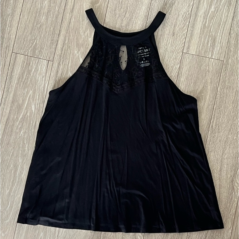 Torrid, black, lace detail tank top, size 1